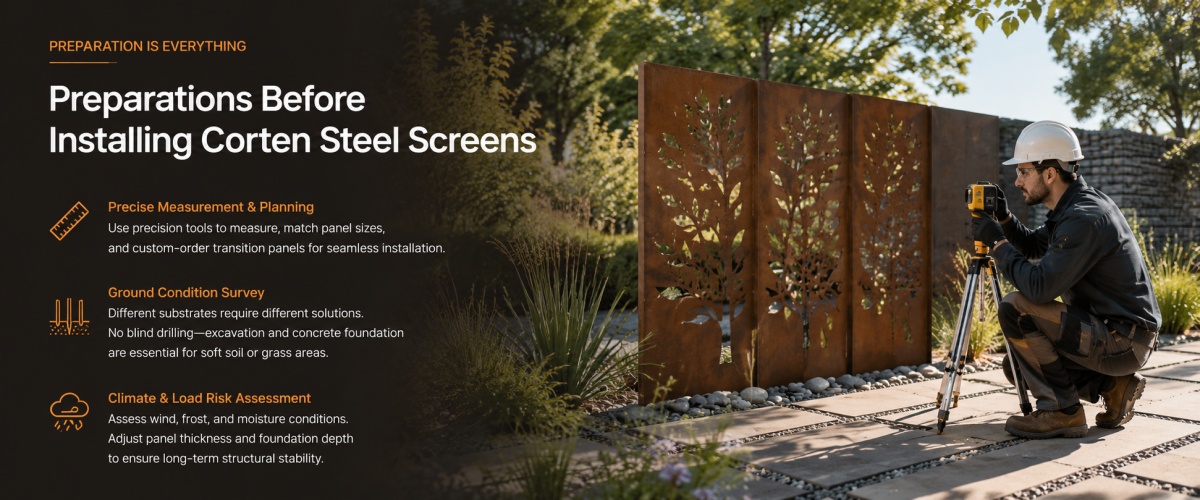 Preparations Before Installing Corten Steel Screens